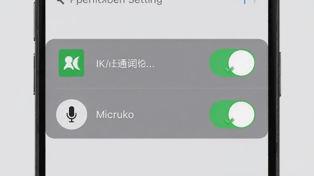 一部手机屏幕显示西瓜电话的权限设置界面,界面中有通讯录和麦克风权限的开关按钮,旁边有绿色对勾标记,背景是浅灰色,风格简洁明了,画质清晰无多余元素