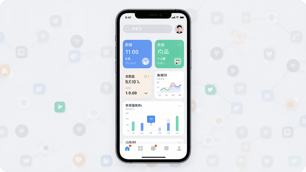 һ��չʾ�÷��������������ϸ��ͼ��������һ�������ֻ���Ļ����Ļ����ʾ�÷�APP����ҳ�������Ƕ��������������û�ͷ���м������ݿ�Ƭ��ͼ��ģ�飬�ײ��ǵ������������Ű�������࣬������ִ�����ƽ��ƣ�ϸ����ͼ��Բ�󣬱���Ϊ�ɾ���ǳɫ�����ʸ��壬�ɾ����޶���Ԫ�ء�