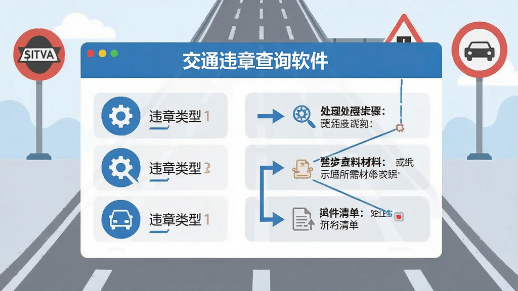 һ����Ϣͼ���Ĳ廭�����������ǽ�ͨΥ�²�ѯ�����Ĵ���ָ��ҳ�棬�����ʾΥ������ͼ�꣬�Ҳ���ʾ��Ӧ�Ĵ����������������嵥�������е�·�ͽ�ͨ��־�ļ�ͼ�����������������ˣ����׻���ɫ�����ʸɾ����޶���Ԫ�ء�
