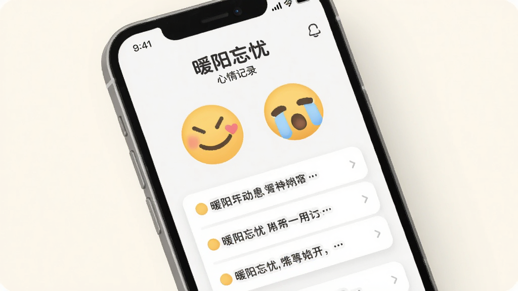 ����������һ���ֻ�����Ļ��չʾ�š�ů�����ǡ��������¼���棬��Ц���Ϳ����ı���ͼ�꣬�Լ�һ���м�̵����ּ�¼����������������ִ���ƽ��ϸ��Բ�󣬻��ʸɾ��޶���Ԫ�أ���������͵��װ�ɫ��
