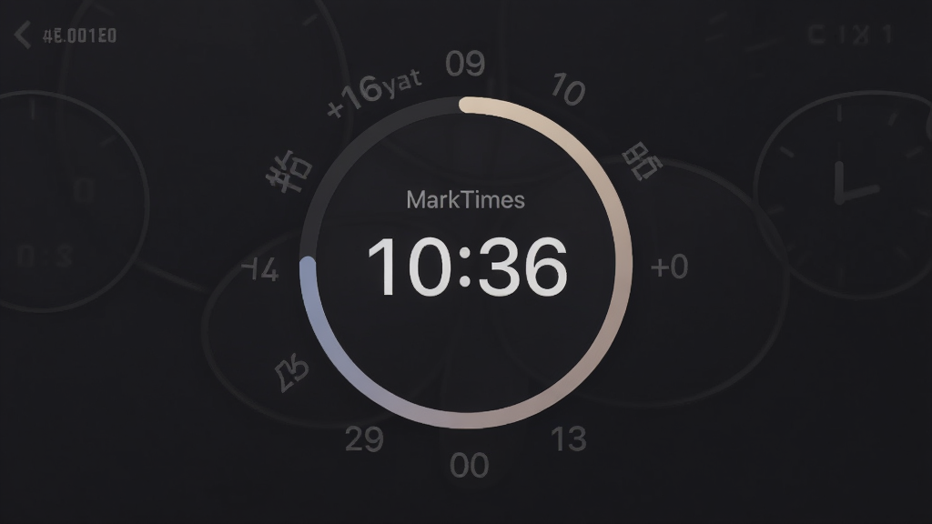 MarkTimes 专注计时模式界面,画面中间是倒计时圆环,周围有淡淡的专注提示文字,背景为深色护眼模式,风格沉静简约,画质干净无多余元素