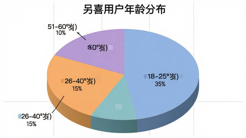 一张数据可视化图表,展示不同年龄段用户占比的饼状图,图表标题为
