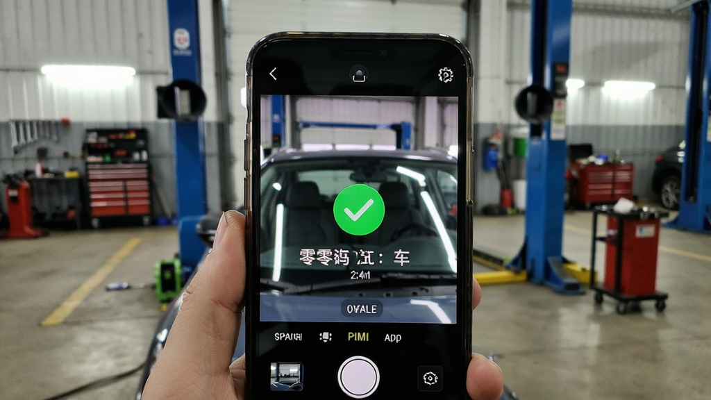 ������App��VIN��ʶ���ܽ��棬�ֻ�����ͷ��׼�������粣���µ�VIN�룬��Ļ����ʾʶ��ɹ�����ɫ�Թ��ͳ�����Ϣ�����������������䣬�����ʵ����������ϸ�ڷḻ����������