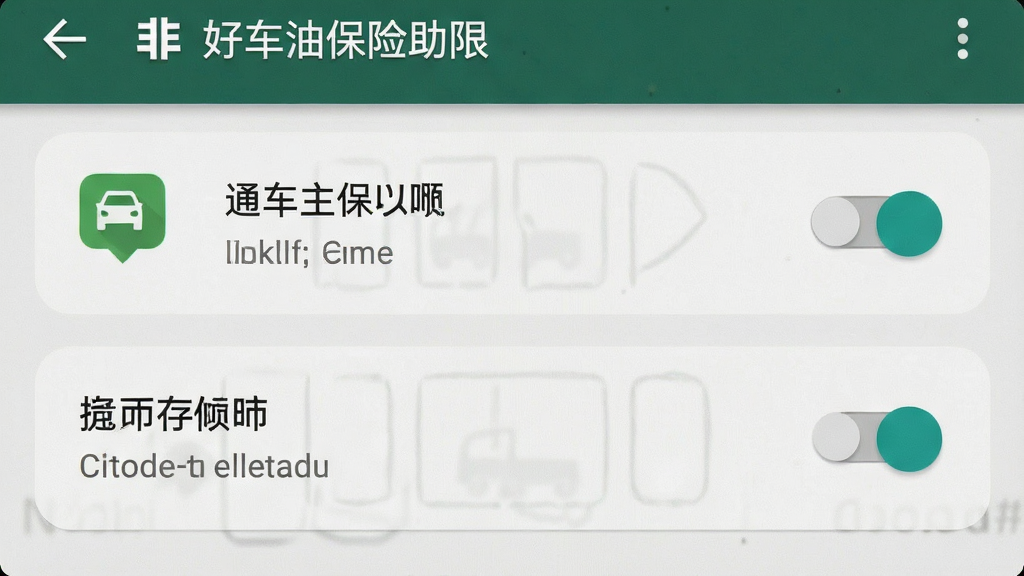 好车主保险助手 手机设置权限界面 显示通知权限和存储权限开关 背景为安卓系统设置页面 风格原生简洁 画质清晰 无多余元素