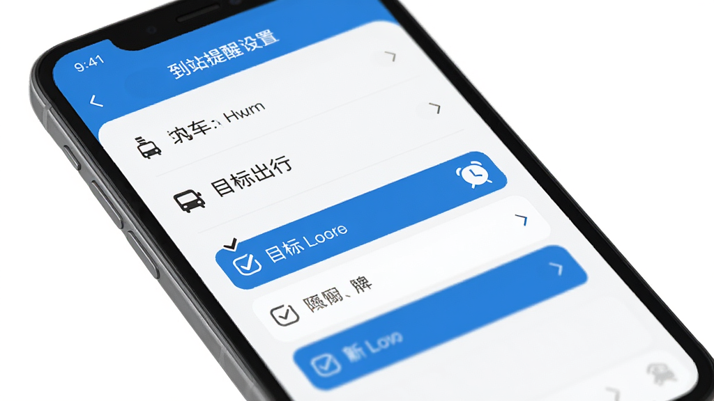 ����������һ��ͨApp��վ�������ý��棬�ֻ���Ļ��ʾվ���б�������ͼ�꣬�û���ѡĿ��վ�㣬�����԰�ɫ����ɫΪ�����Ű����룬����Լ�����������޶���Ԫ��