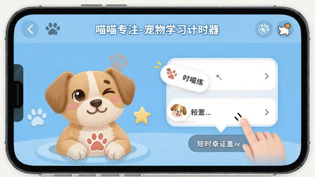 喵喵专注-宠物学习计时器 短时训练设置界面