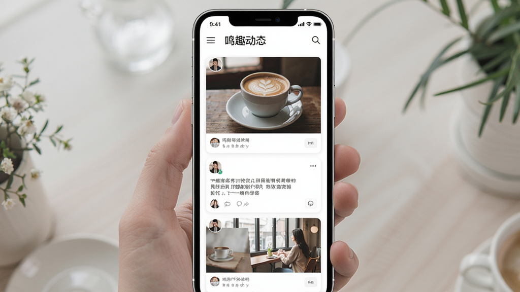 һ��AI���ɵ�ͼƬ��չʾһ���ֻ���Ļ����Ļ����һ����Ϊ����Ȥ��̬�����ٲ���ҳ�棬�����в�ͬ���û�������ͼ�Ŀ�Ƭ���е���һ�����ȵ���Ƭ���е���һ���������֣������Ű�������£�����������գ����ʸɾ��޶���Ԫ��