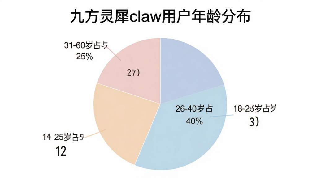 һ��չʾ�ŷ���Ϭclaw�û�����ֲ��ı�״ͼ��ͼ�б�ע18-25��ռ35%��26-40��ռ40%��41-60��ռ25%��ͼ����ɫ��ͣ�����Ϊ���ŷ���Ϭclaw�û�����ֲ���������ɾ�����