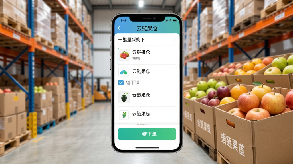 ���������ǡ��������֡�APP�������ɹ��µ����棬��Ļ����ʾ�����Ʒ��ѡ��͡�һ���µ�����ť������Ϊ�ֻ���Ļ����չʾ�������ǲֿ���ܺ�װ��ˮ��������ִ���Ч��ϸ�ڸɾ�����������������ͼƬ�����ְ������������֡��͡�һ���µ�����