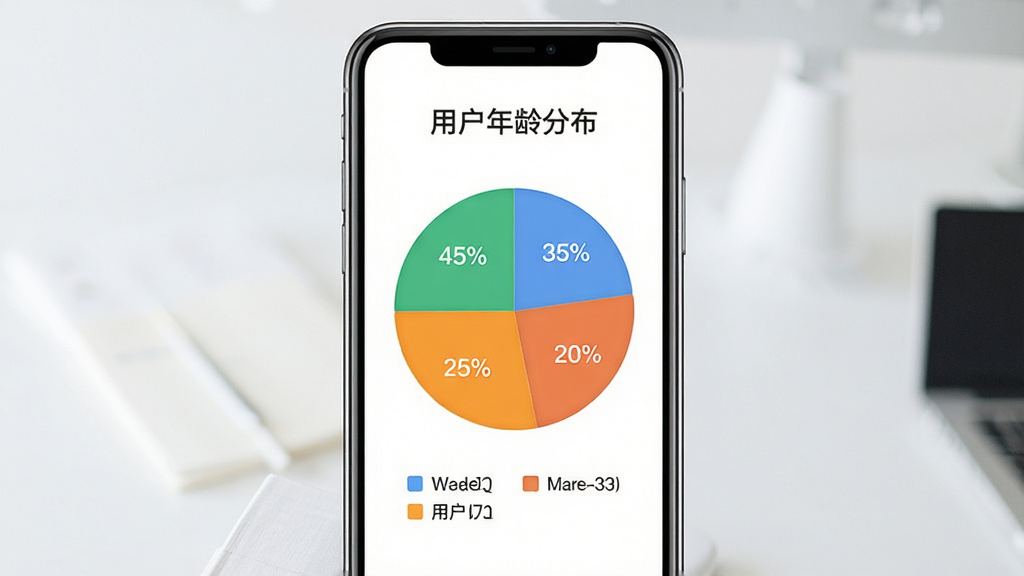 һ��չʾ����ѧ�顱App�û�����ֲ���״ͼ��ͼƬ���������ֻ���Ļ����ʾ��ɫ��״ͼ�������Ϸ��Ǳ��⡰�û�����ֲ������м����ĸ���������ֱ��ע�ٷֱȣ��·���ͼ��˵�����Ű��������������࣬ϸ�����������ʸɾ��޶���Ԫ��