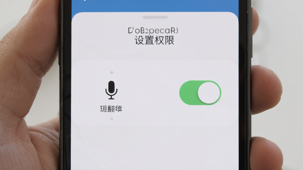 AI翻译机 手机设置权限界面 显示麦克风和相机权限开关 风格清晰 画质干净 无多余元素