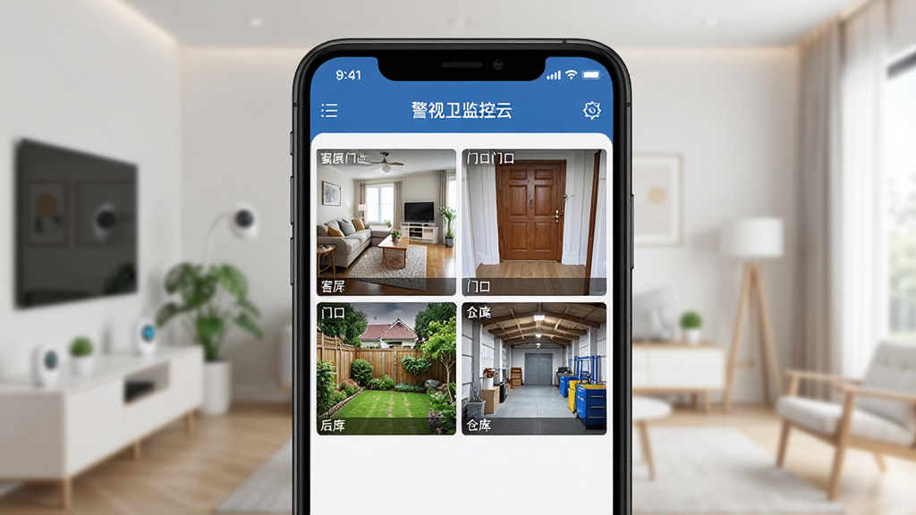 һ��չʾ����������ƶ��豸�������ܵ�ͼƬ��������һ���ֻ���Ļ����ʾ�š�����������ơ�App�Ľ��棬��Ļ��ͬʱչʾ���ĸ���ͬ��ػ����С���ڣ��ֱ��ע�ſ������ſڡ���Ժ���ֿ⣬���沼�����룬������ִ����������黯�����ܼҾӻ��������������ɾ�