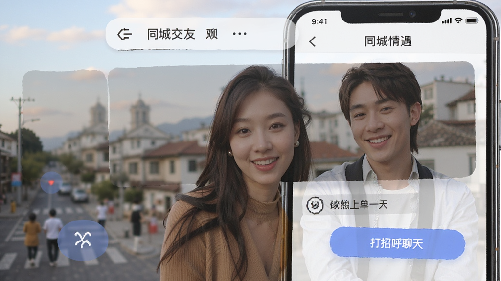 同城情遇-同城交友聊天 附近单身用户主页打招呼聊天界面