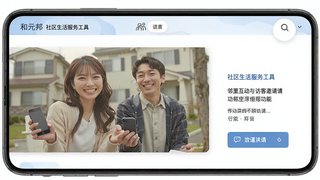 和元邦-社区生活服务工具 邻里互动与访客邀请功能页面