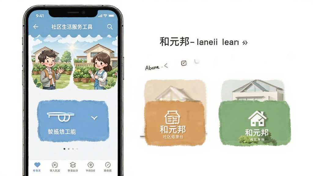 和元邦-社区生活服务工具 手机端主界面功能入口展示