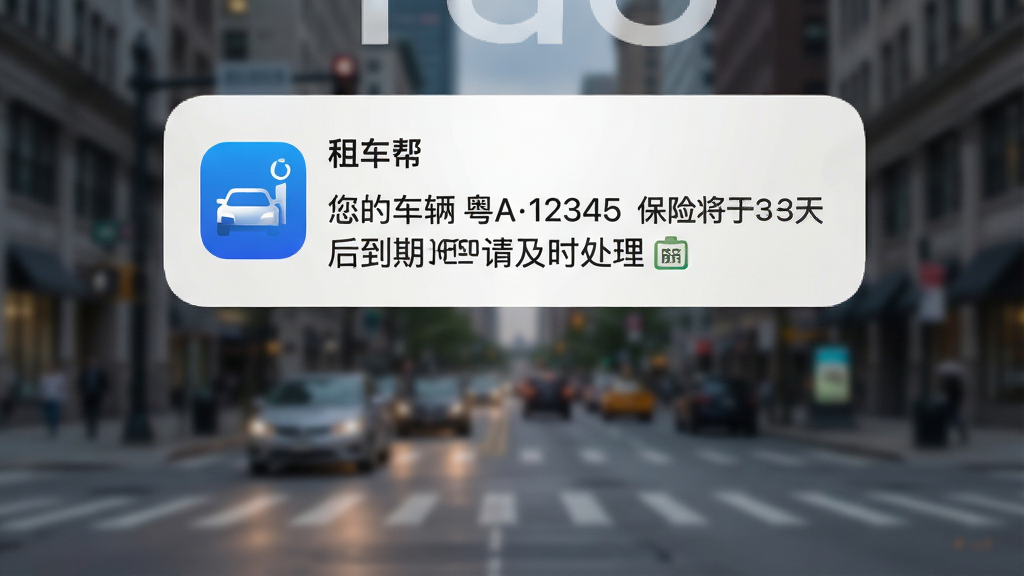 �ֻ��������浯�����⳵�App��֪ͨ���ѣ�֪ͨ����Ϊ�����ĳ��� ��A12345 ���ս���3����ڣ��뼰ʱ��������֪ͨ��ƬΪ��ɫԲ�Ǿ��Σ�����Appͼ�꣬������ģ���ĳ��н־������дʵ�������������޶���װ�Ρ�