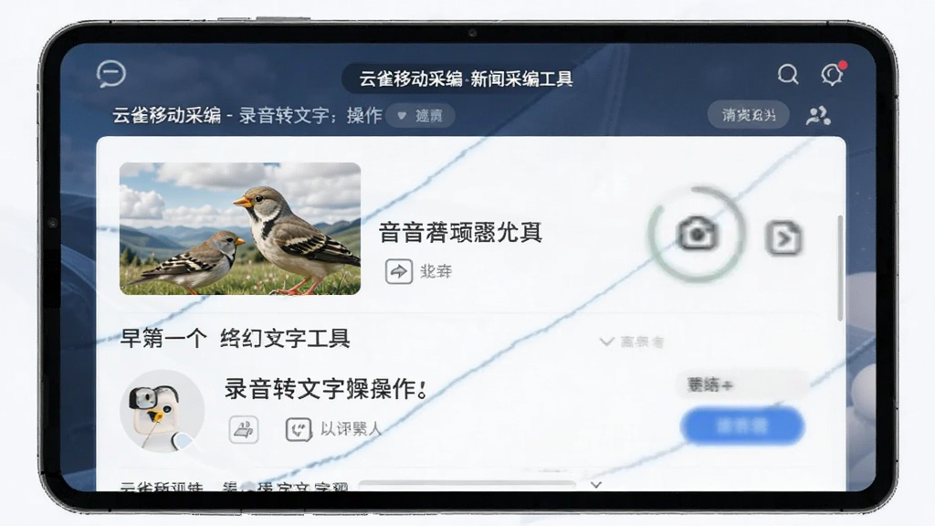云雀移动采编-新闻采编工具 录音转文字操作界面