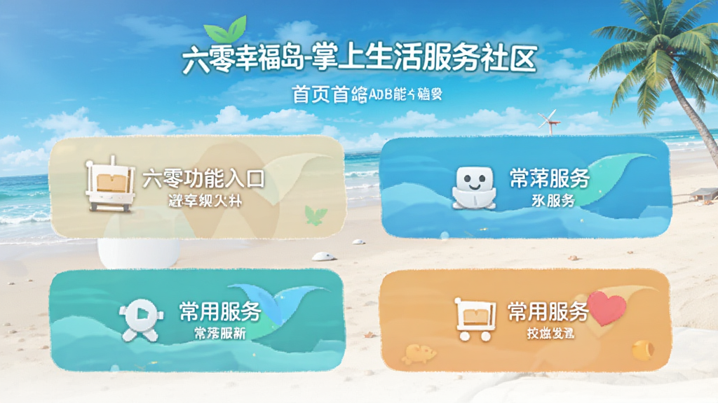 六零幸福岛-掌上生活服务社区 首页功能入口和常用服务按钮