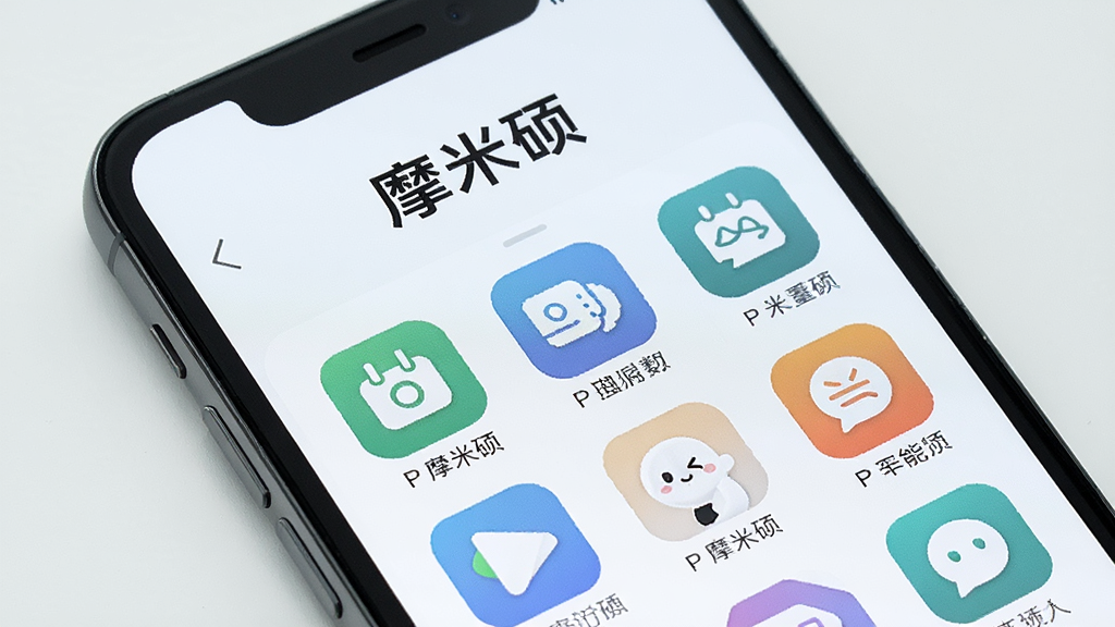 һ��չʾ�ֻ���Ļ��ͼƬ����Ļ����Ħ��˶App�Ĺ��ܾۺ�ҳ�棬ͼ���������룬�Ϸ��С�Ħ��˶��Ʒ������������Ϊǳɫ����������죬��������
