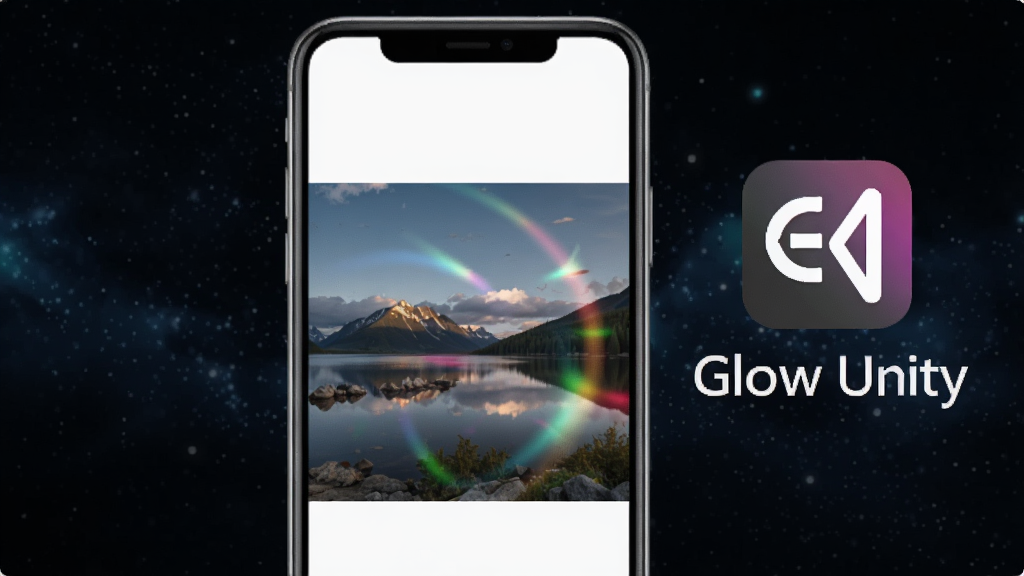һ��չʾGlow Unity�������Ĺ��ܵ�����ͼ�������������ֻ���Ļ����Ļ����ʾһ�ż���Ѥ��������Ч�ķ羰��Ƭ����Ƭ�Ա���Glow Unity������ͼ������ƣ���������ɫ�ǿգ����Ƽ���ʮ�㣬ϸ�����������ʸɾ����޶���Ԫ��