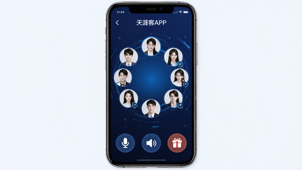 ���Ŀ�APP���������ҽ��棬����չʾһ���ֻ���Ļ����Ļ����ʾ��������Ĳ�����ͷ��Χ��һȦ���·�����˷硢��������������˳���ť������Ϊ����ɫ���䣬���Ƽ��У��������֡����Ŀ�APP��