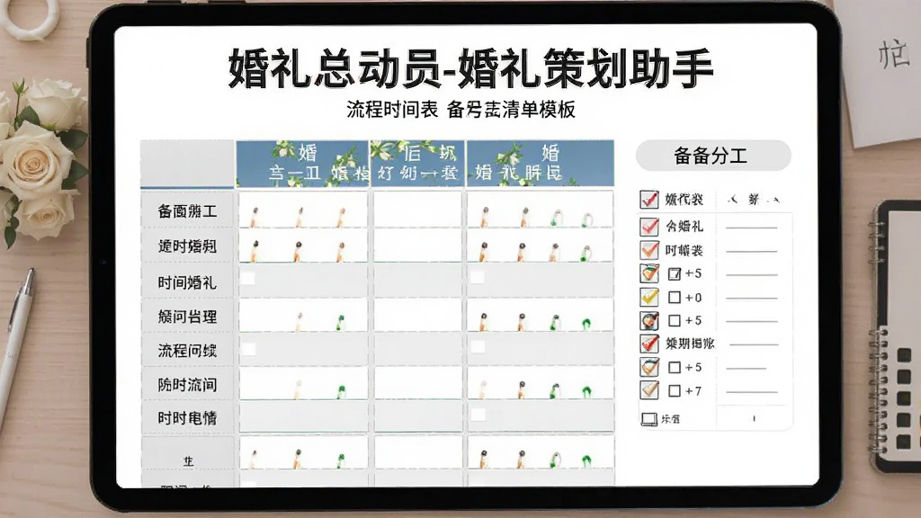 婚礼总动员-婚礼策划助手 婚礼当天流程时间表 备婚分工清单模板