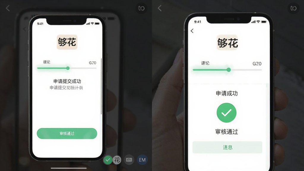 够花App借款流程界面截图,手机屏幕显示