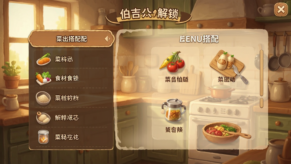 伯吉的温馨厨房官方版 食材解锁界面 菜单搭配
