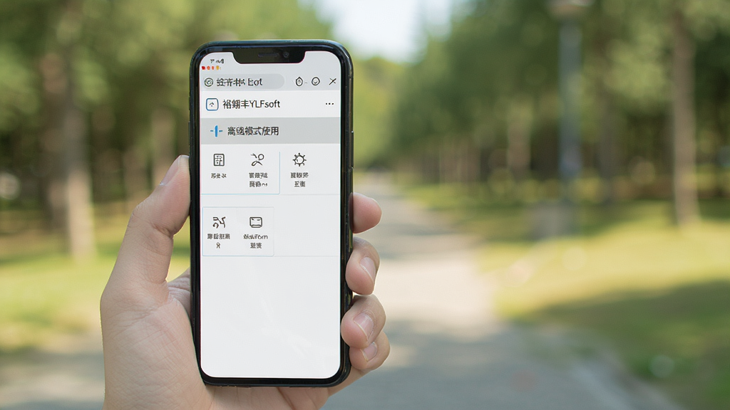 裕翎丰YLFsoft 离线模式使用场景,手机显示已断开网络连接,但软件界面依然正常显示功能选项,背景为户外场景虚化,风格写实,画质干净,无多余元素