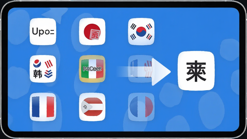 ��Ļ�����������Ի��빦��չʾ���棬��Ļ��������Ӣ�����������ȶ������ͼ�꣬�м���һ�������ͷָ������ͼ�꣬�����������죬���ʸɾ��޶���Ԫ��