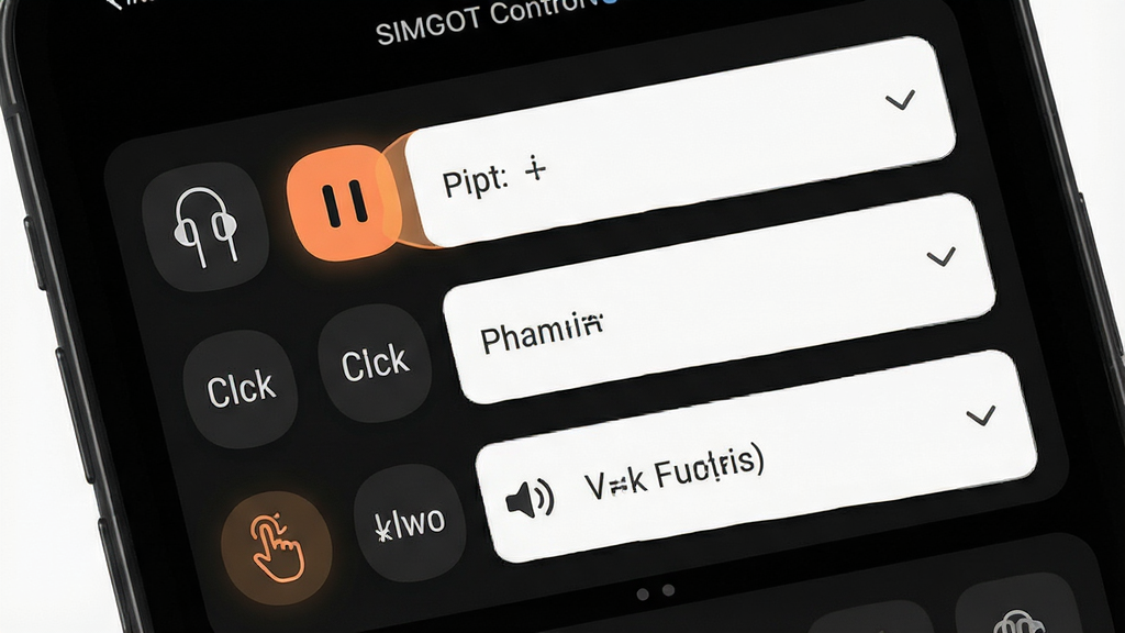 һ��չʾSIMGOT Control�����Զ������ĸ���ͼ�������������ֻ���Ļ�ϵĴ���������壬��������Ҷ���ͼ���Էֱ����е����˫��������������ѡ�ÿ��ѡ�����������˵���ʾ��ͬ����ͼ���粥����ͣ���и衢�������ڣ�����Ϊ��ɫģʽ���棬��������������ȷ�����ΪUI���չʾͼ��ϸ����ͼ�����Բ�����Է��ѡ��״̬�и���ɫ�飬���������ɾ���������Ԫ�ء�