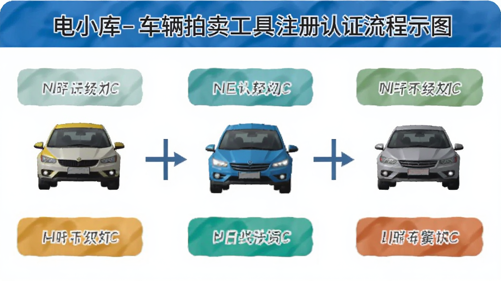 电小库-车辆拍卖工具注册认证流程示意图