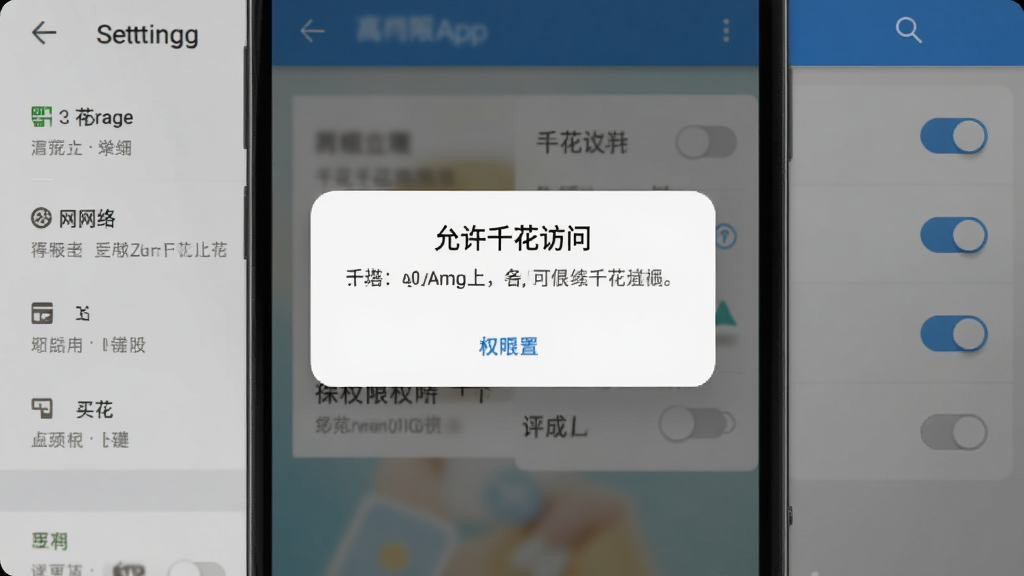 ǧ��App�ڰ�׿�ֻ��ϵİ�װȨ�����ý���ʾ��ͼ������չʾ�ֻ���Ļ�С�����ǧ�����ʡ��ĵ���������Ϊϵͳ����ҳ�棬�����洢�������Ȩ�޿��أ����дʵ���������ʸɾ����޶���Ԫ��