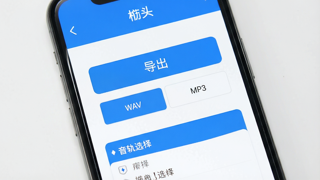 �ֻ���Ļչʾ�������棬�����С���������ť��WAV��MP3������ʽѡ��·�������ѡ���б������涥���С���ͷ�������������Ǽ��İ�ɫ����ɫ���䣬��������ˬ�ɾ��������������޶���Ԫ��
