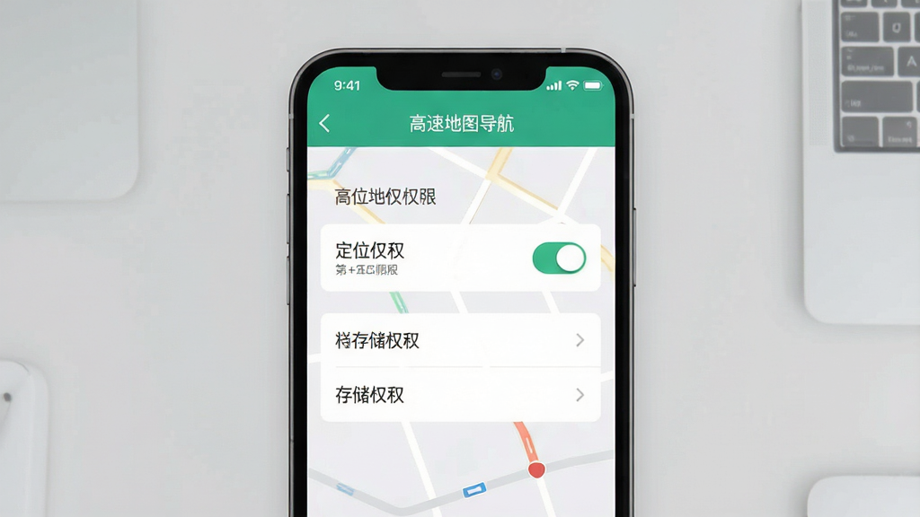 һ��չʾ�����ٵ�ͼ������App��װ���ò����ͼƬ���������ֻ���Ļ��ʾȨ�����ý��棬����Ϊ�ֻ����У������Ǽ��Ļ�ɫ���棬�Ű�����������ƽ����ϸ������Ļ���ж�λȨ�޿��غʹ洢Ȩ��ѡ����ʸɾ��޶���Ԫ�أ�ͼƬ�����ֱ�ע�����ٵ�ͼ������