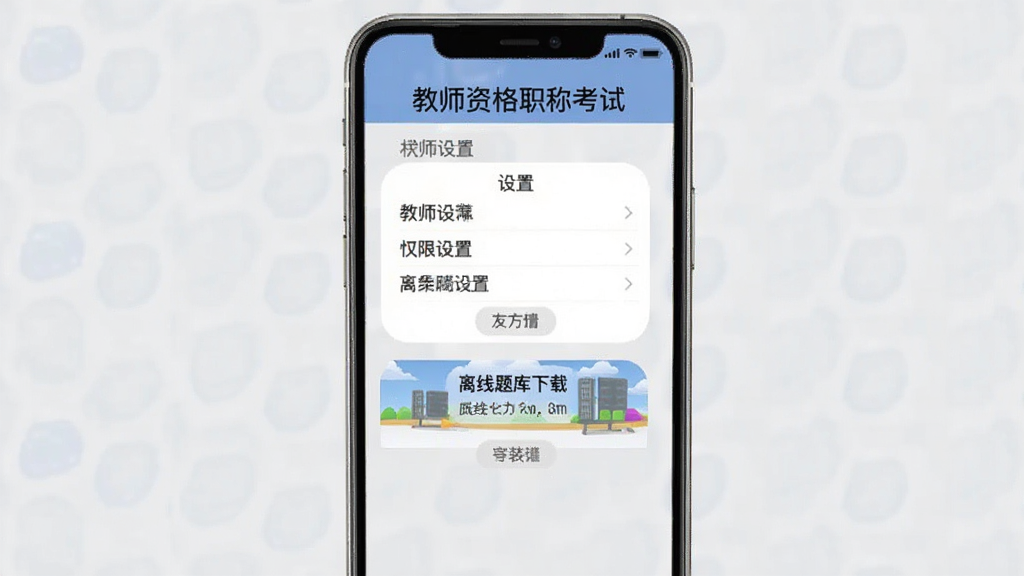 ��ʦ�ʸ�ְ�ƿ���App��װ���ý��棬�ֻ���Ļ��ʾȨ�����ú������������ѡ������С���ʦ�ʸ�ְ�ƿ��ԡ����ֱ�ʶ������Ϊǳ��ɫ����������������࣬���ʸɾ��޶���Ԫ��