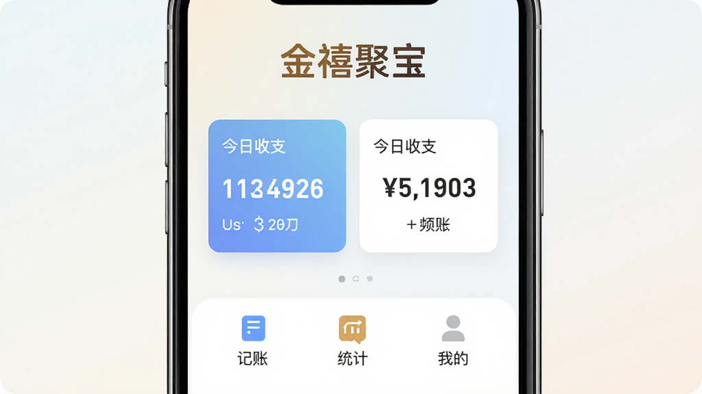 һ���ֻ���Ļչʾ���棬���������ǽ����۱�app����ҳ�������С������۱����ĸ��ֵ�logo���м���ʾ������֧��Ƭ�����֣��·������ż��ˡ�ͳ�ơ��ҵ�����ͼ�갴ť�������Ǽ�Լ��ǳɫ���䣬�����������ִ������ʸɾ��޶���Ԫ��