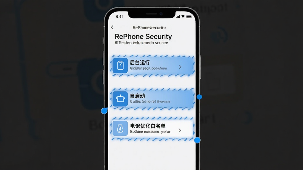 RePhone Security Ȩ����������ҳ�棬�ֻ���Ļ��ʾȨ�޿�������ʾ��ͼ��������̨���С�������������Ż������������ؼ��������������ɫ������ע�ص����������������ֱ�ۣ��޶���װ��