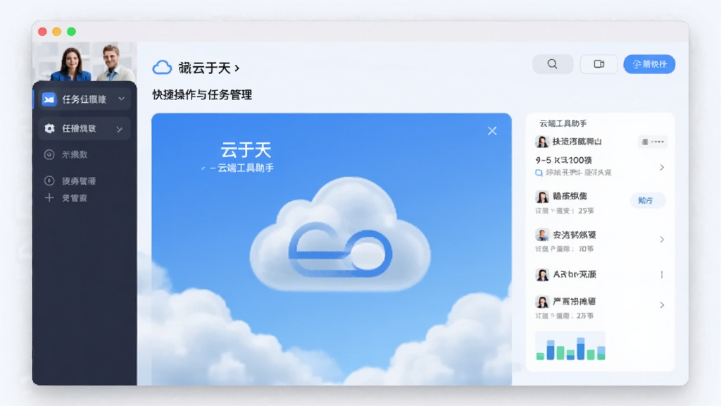 云于天-云端工具助手 快捷操作与任务管理界面