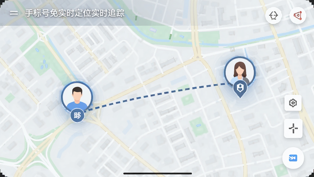 �ֻ������ʵʱ��λʵʱ׷�ٽ��棬��ͼ����ʾ�ƶ��켣���ߣ�����ͷ��ͼ��ֱ�����û���Ŀ��λ�ã������ǳ��нֵ���ͼ����������ִ�