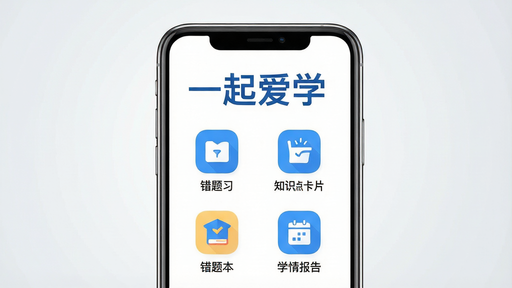 һ��չʾ��һ��ѧ��App����������ֻ�����ͼ�������������ֻ���Ļ����Ļ����ʾ��һ��ѧ���ĸ�������Ϊ�������⣬�·�������ͬ����ϰ�����Ȿ��֪ʶ�㿨Ƭ��ѧ�鱨���ĸ���Ҫ�������ͼ�꣬ͼ����ü��ı�ƽ����ƣ�������ɫ������Ϊ���������Ǹɾ���ǳ��ɫ���䣬����ִ���ˬ��ϸ�����������ʸɾ����޶���Ԫ��