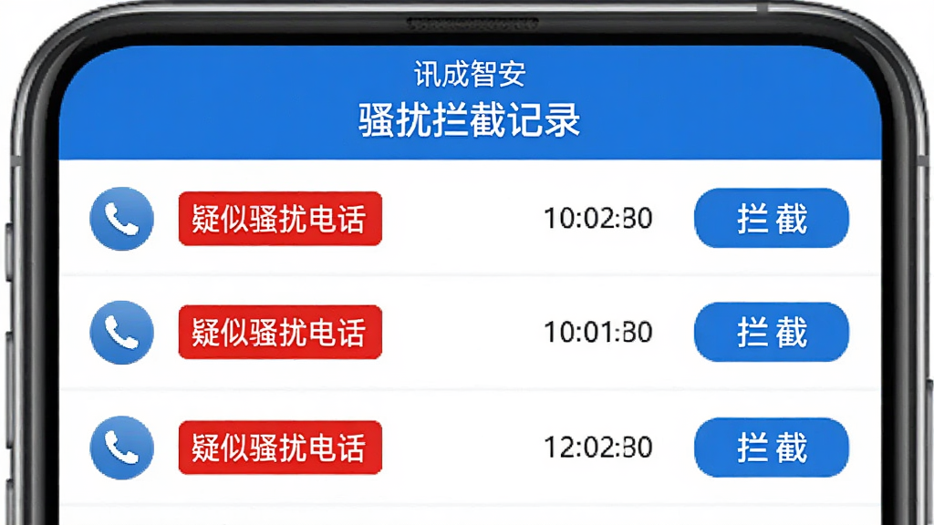 ��һ���ֻ����棬����д�š�Ѷ���ǰ����͡�ɧ�����ؼ�¼�����·���һ���б���ÿ���е绰����ͼ��͡�����ɧ�ŵ绰���ĺ�ɫ��ǩ���Ա���ʱ������ذ�ť������������ɫ���б����������ʸɾ��޶���Ԫ��