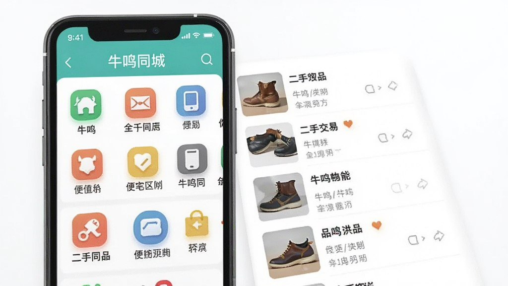 һ��չʾţ��ͬ��App�����������ֽ��׹��ܵ�ͼƬ���������ֻ���Ļ����Ļ����ʾţ��ͬ��App�ķ������ҳ��Ͷ�����Ʒ�б�������Ϊ����ͼ����б����Ű����룬����ƽ����ϸ�����������ʸɾ����޶���Ԫ�أ�ͼƬ�����ְ�����ţ��ͬ�ǡ�