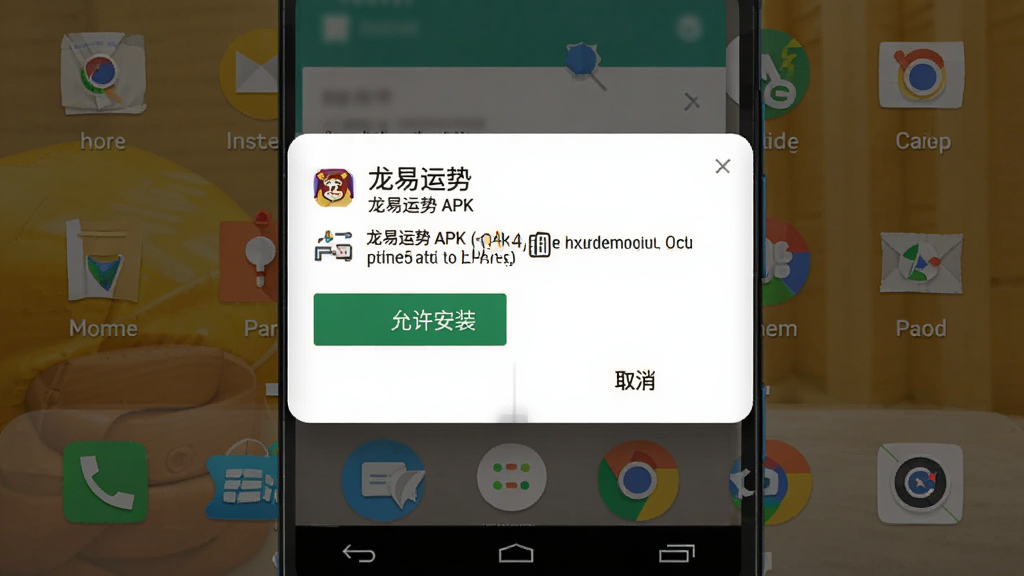 һ���ֻ�Ӧ�ð�װ����ʾ��ͼ������չʾ��׿�ֻ���װ���������ơ�APKʱ��Ȩ�����󵯴����������С�������װ����ȡ������ť������Ϊ�ֻ����棬���дʵ���������������ʸɾ��޶���Ԫ��