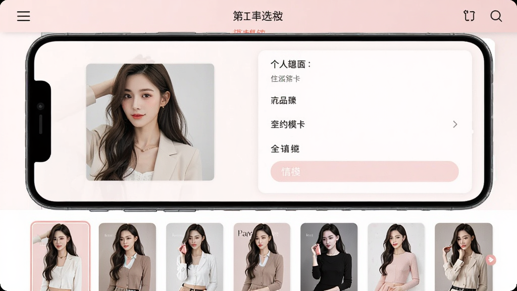 ����ģ��ģ���������棬�ֻ���Ļ��ʾģ��ѡ��ҳ�棬�������Ƭ�ϴ������Ҳ��Ǹ�����Ϣ��д�����·��в�ͬ����ģ��ģ������ͼ�������Ű���������ɫ��ǳ�ۺͰ�ɫΪ�������ʸɾ�