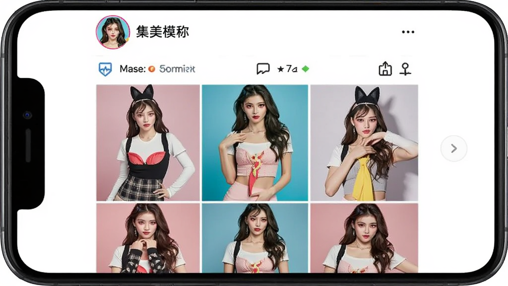 ����ģ�ظ�����Ʒ��ҳ�棬�ֻ���Ļ��ʾ�Ź�����Ƭǽ��ÿ����Ƭ��ģ��������Ʒ����ͼ��������ͷ����ǳƣ��·��з�˿���͹�ע���������������罻ý�壬��ɫ���죬��������