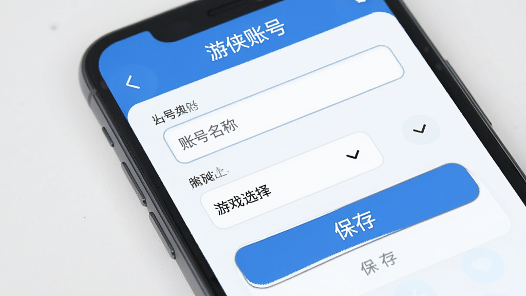 �����˺Ž���ϸ��ͼ������չʾ�ֻ���Ļ�������˺�APP���˺ű༭ҳ�棬�����˺������������Ϸѡ�������˵������水ť�����沼�����������ֱ�ǩ��ȷ������ɫ�Ͱ�ɫΪ��ɫ��������ִ���ƽ��ϸ��Բ�󣬻��ʸɾ��޶���Ԫ�أ����ֱ�ע�������˺š�
