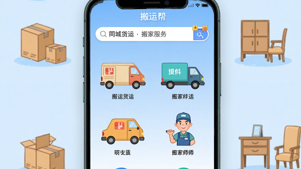 һ����Ϊ���˰���ֻ�Ӧ�ý���չʾ������������APP����ҳ��ͼ��������ʾͬ�ǻ��˺Ͱ�ҷ�������������м����������С���������ʦ���Ŀ�ͨͼ���������룬������ǳ��ɫ���䣬��Χɢ����ֽ��ͼҾߵļ�ʻ�Ԫ�أ��������ִ���ƽ��ɫ�ʸɾ����������������޶���װ�Σ����ʸ���