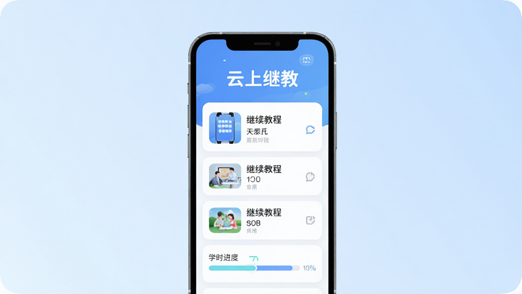 һ��չʾ���ϼ̽�APP���Ľ����ͼƬ����������Ϊ�ֻ���Ļ����Ļ����ʾ���ϼ̽��ĸ����Լ����������γ��б���ѧʱ�����������ּ���������Ű���У�����ִ���ƽ����ϸ��Բ�󣬻��ʸɾ��޶���Ԫ�أ�����Ϊǳ��ɫ����