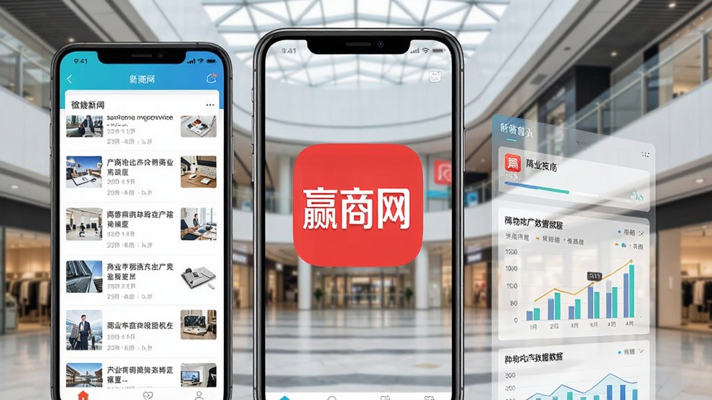 �ֻ���Ļ����չʾ������������Ӯ����App��Logo�ͽ����ͼ���������ִ����Ĺ���������ۣ���������ʾ��ҵ�ز������б��͹�����������ͼ�������岼�ּ������������ִ�����ϸ�ھ��£����ʸɾ����޶���Ԫ��